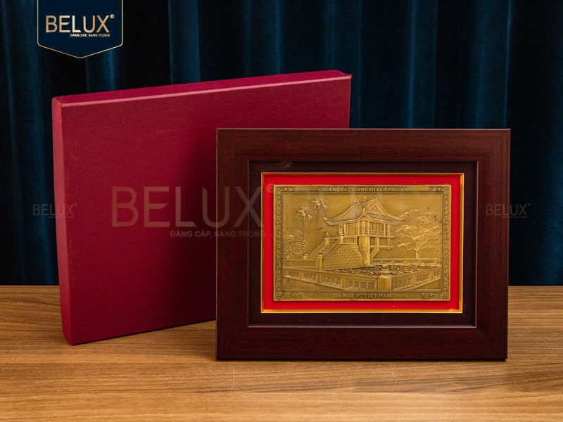 Tranh Chùa Một Cột bằng đồng 26x21cm